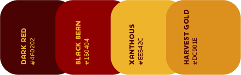 Palette des couleurs avec nom et code hex