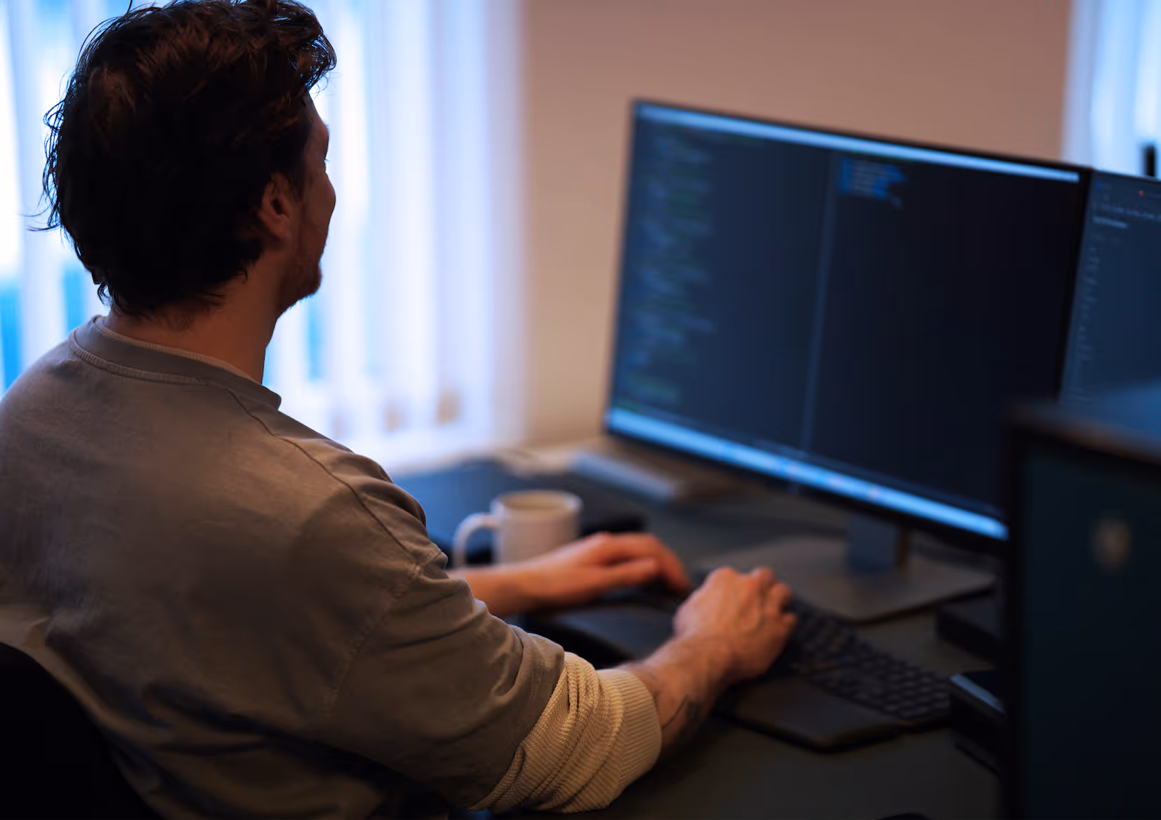 A person working a their desk