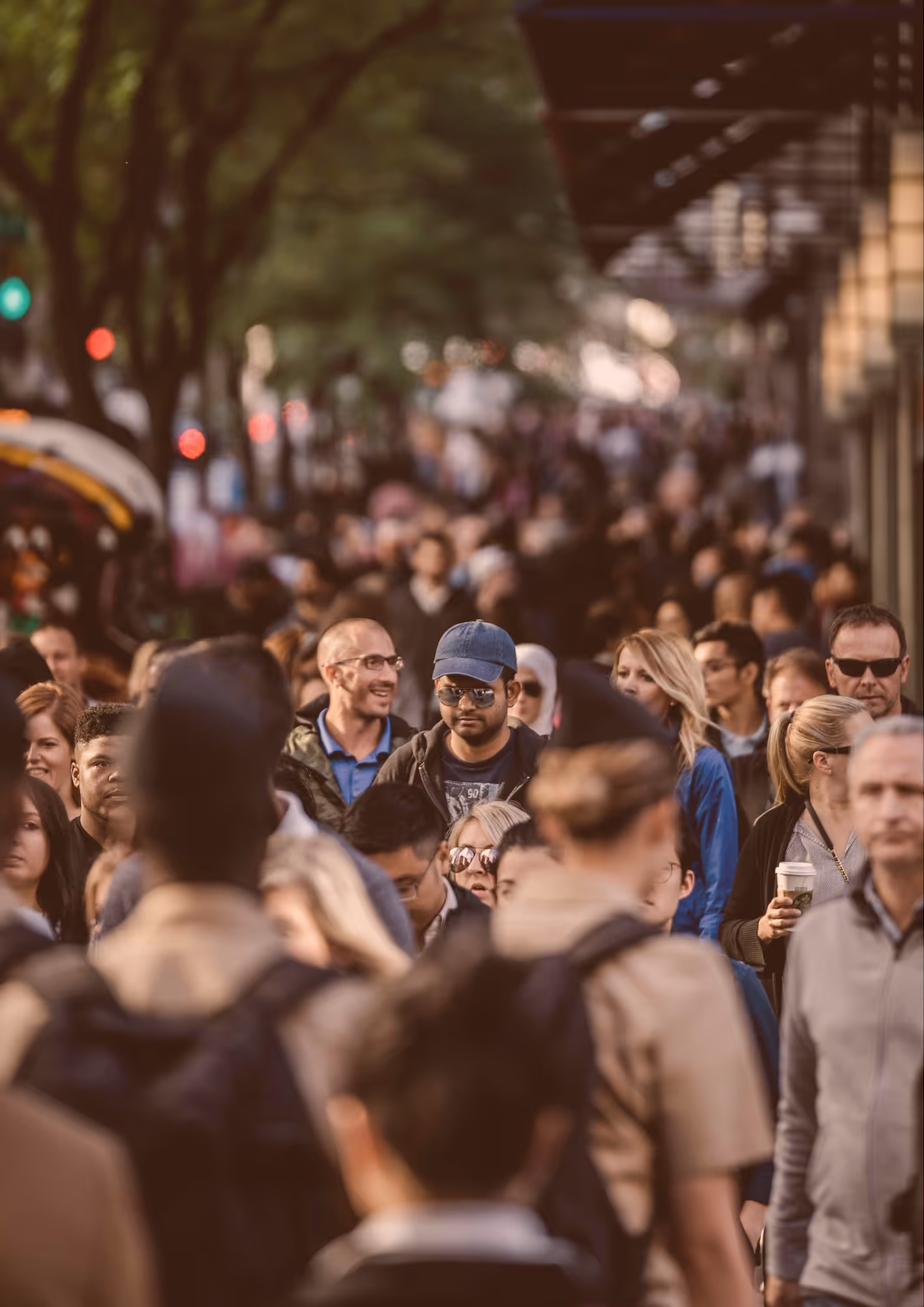 A crowd of people in the street