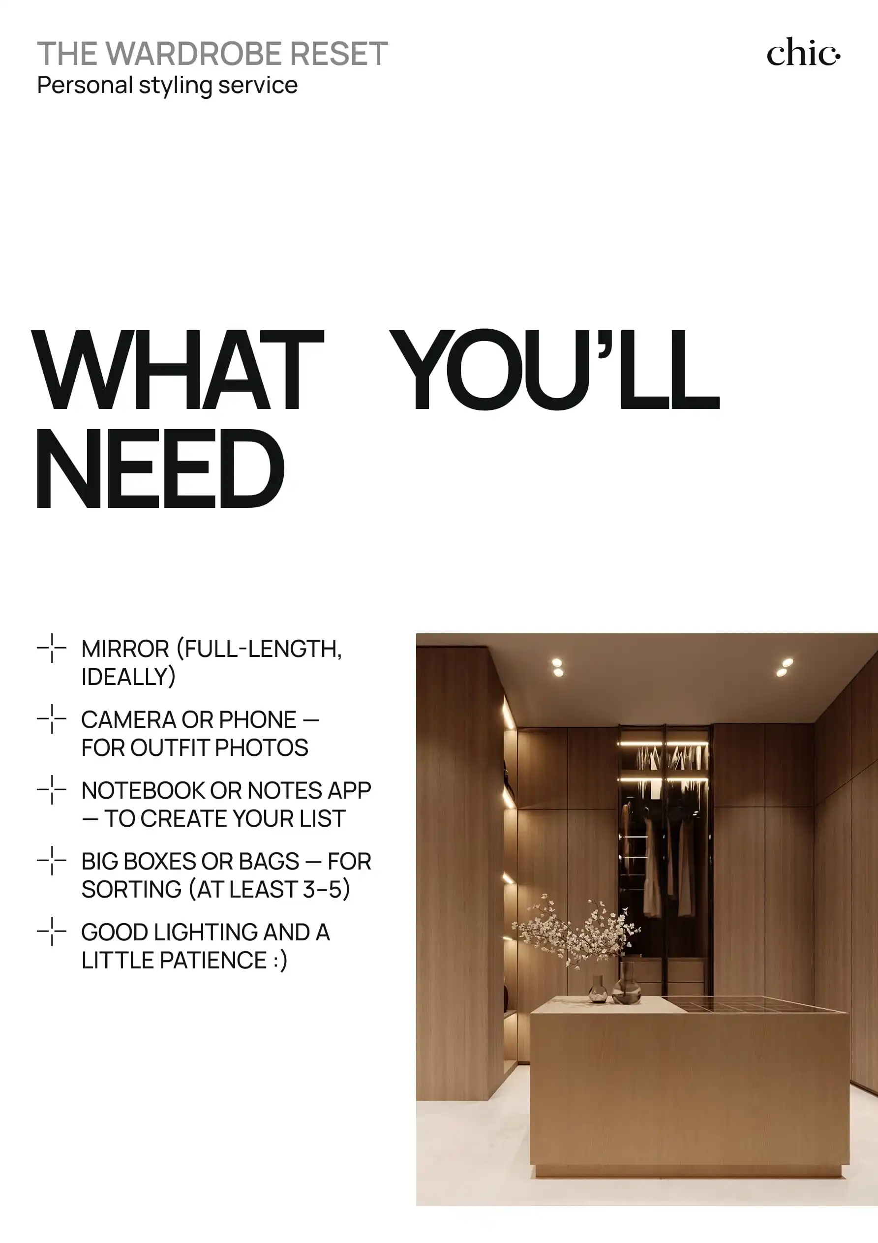 Wardrobe audit guide by Chic Update