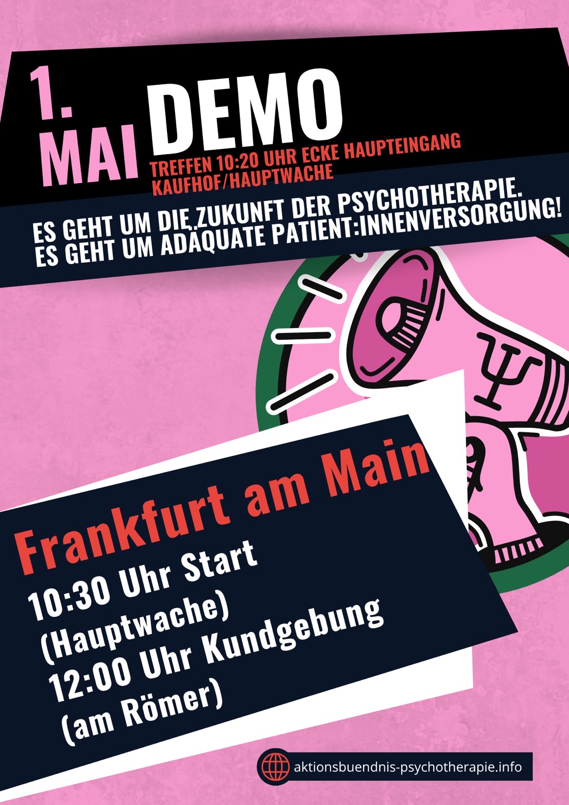 Wir sagen nein! Zu Honorarkürzungen. Demo in Frankfurt, Samstag, 11.04.2026, 15:00 Uhr Opernplatz. Bündnis Psychotherapie in Hessen