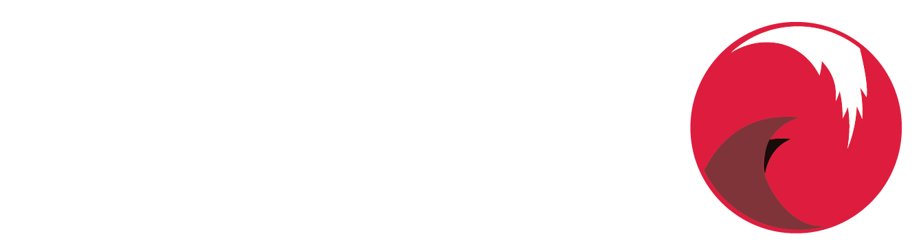 White logo of writing 'Crestchic' on the left of a red and white ball 