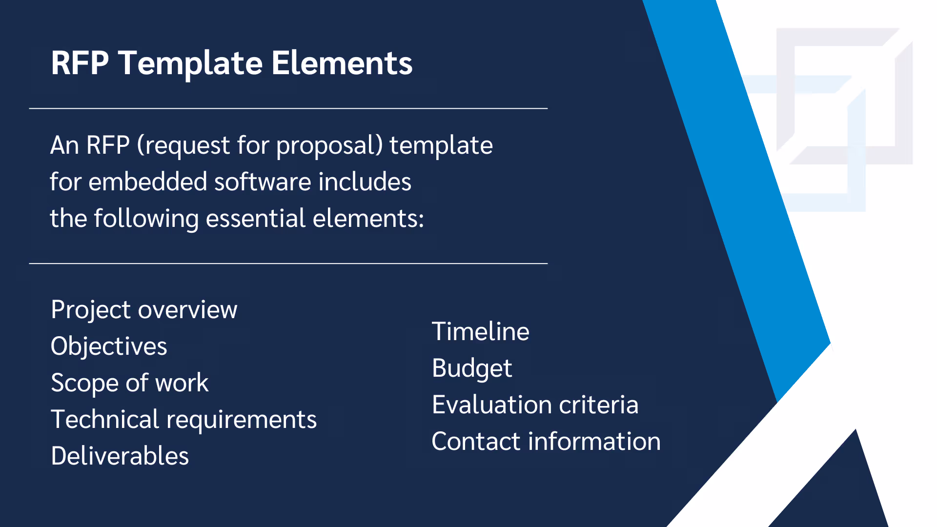 RFP Template Elements