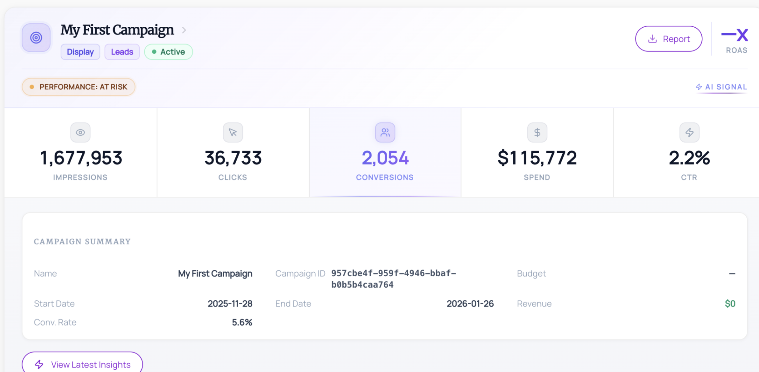 A campaign screenshot from Genius product