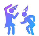 icoon van dansende mensen in de merkkleuren van trisound bree