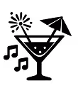 icoon van zomerse cocktail op een zomerfeest met muziek en zon