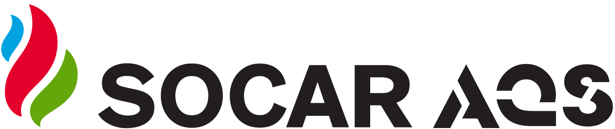 SOCAR AQS logo with stylized red, blue, and green flame icon and black text.