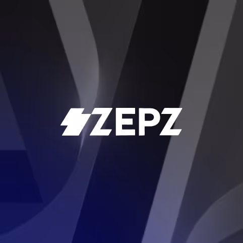 White Zepz logo with a stylized lightning bolt on a dark gradient background.