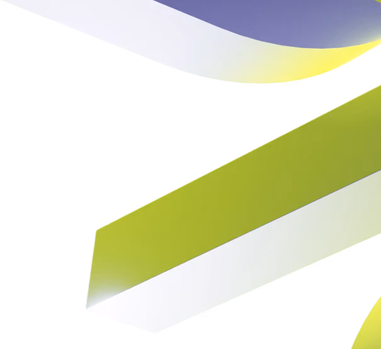 Abstract shapes with gradient colors including green, white, yellow, and purple on a transparent background.