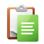 Clipboard with a green document featuring white text lines.