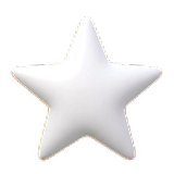 White five-pointed star icon with soft edges and subtle shading.