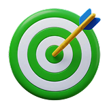 Green and white bullseye target with two blue and yellow arrows hitting the center.