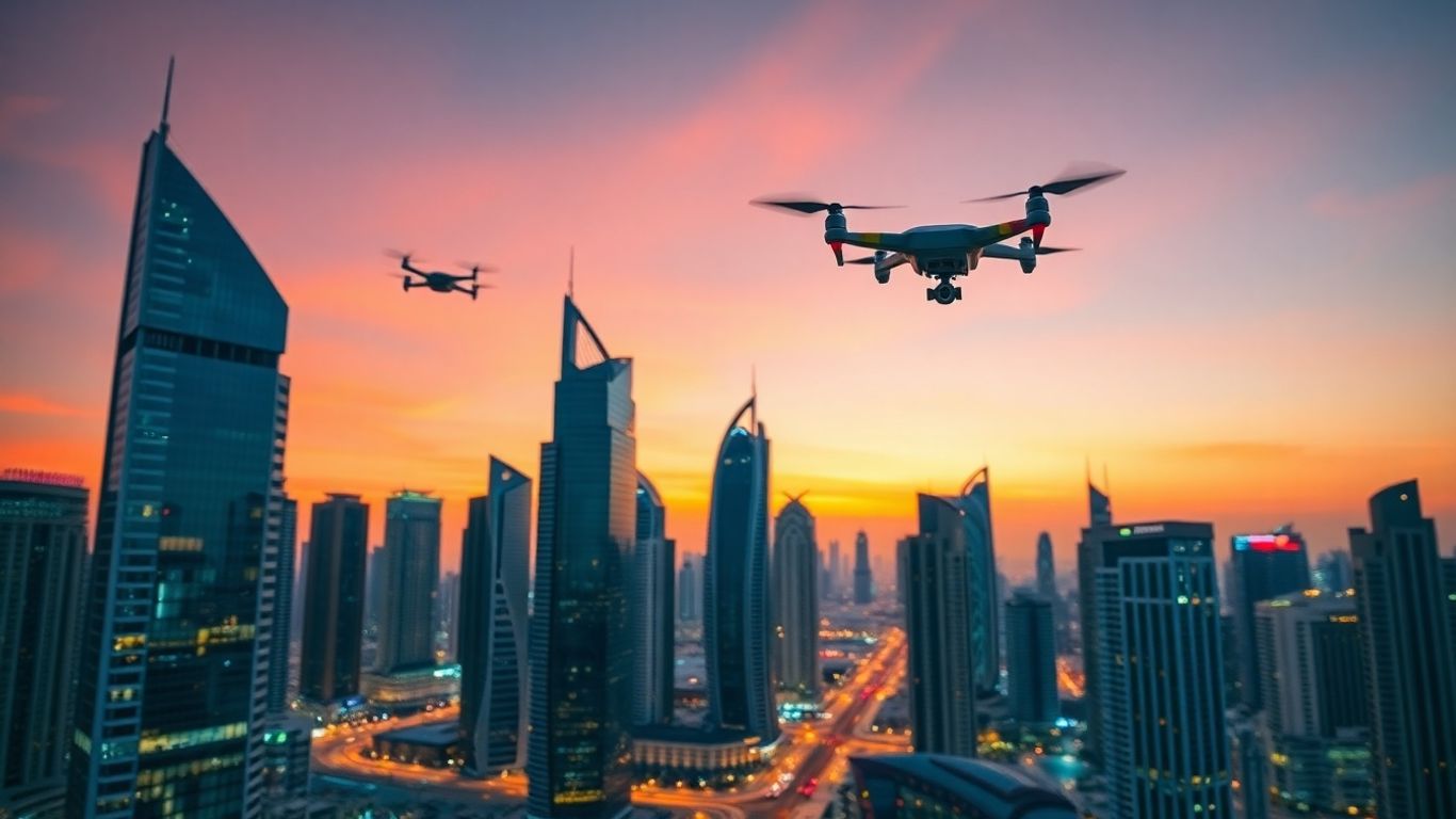 Dubai skyline with futuristic elements