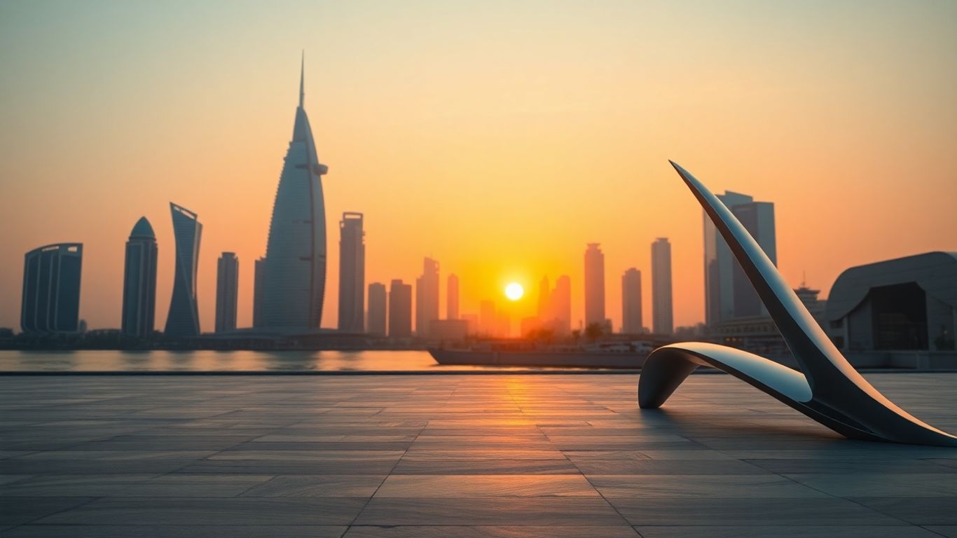 UAE skyline with abstract growth structure