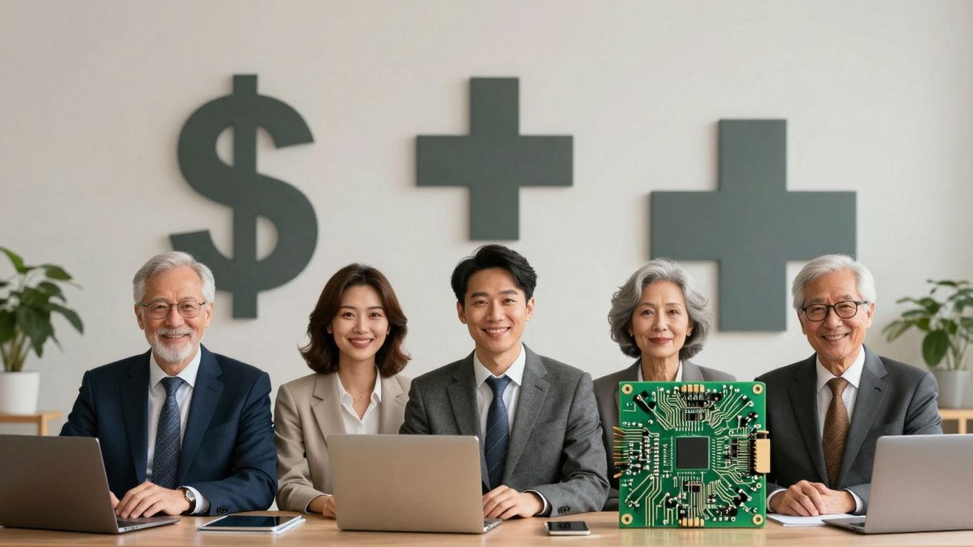 Industry icons for FinTech and HealthTech investments.