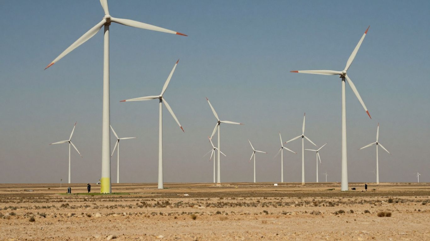 Goldwind wind turbines in a sunny, modern landscape.
