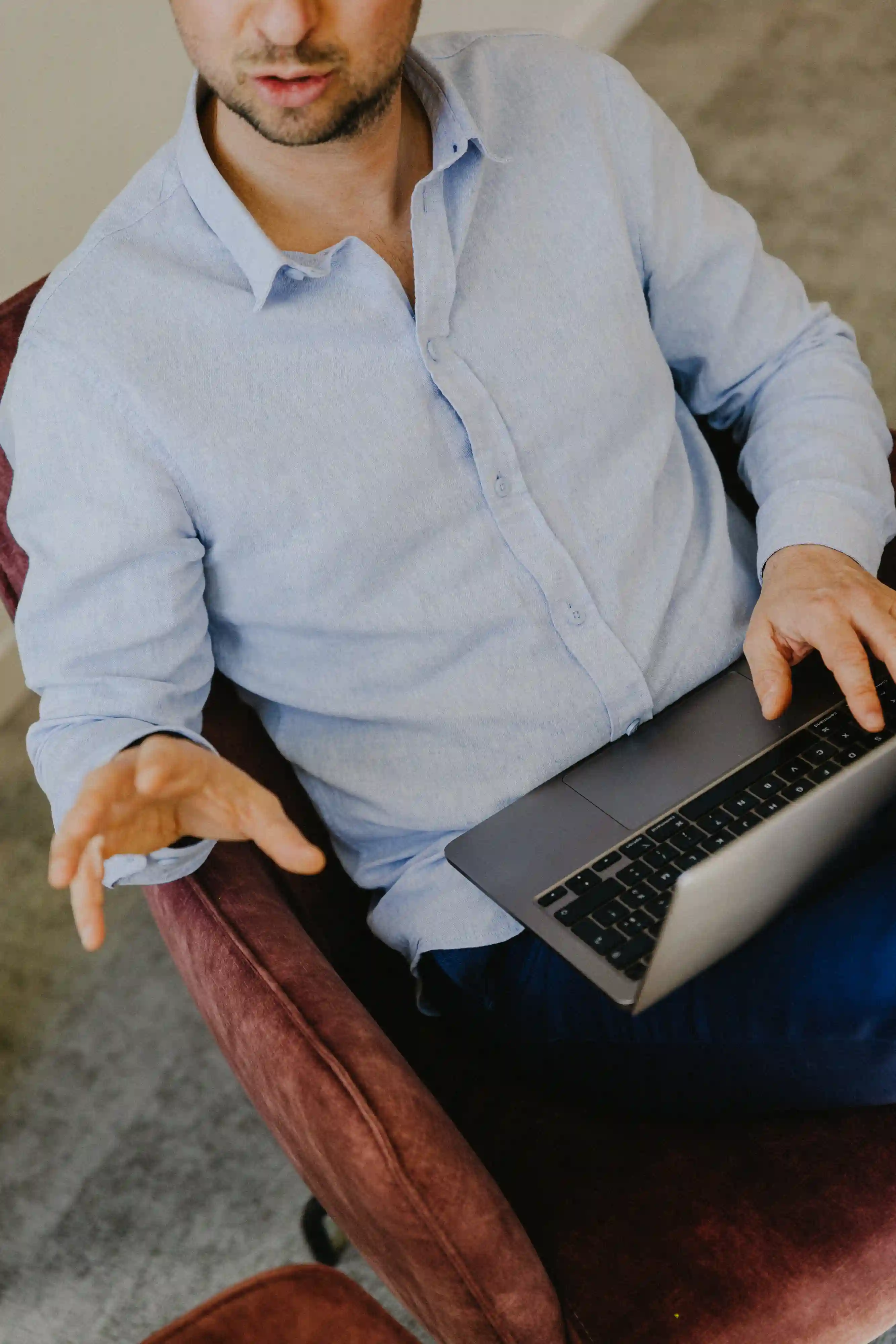 SaaS founder or tech professional working on a laptop, representing Legile OneView's target audience