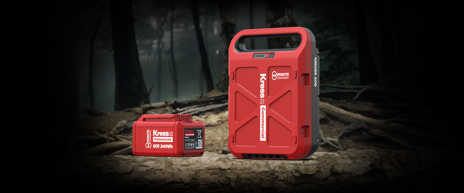 The Kress 60V Commercial battery range, aimed at the commercial Landscaper and the only real solution to replace petrol