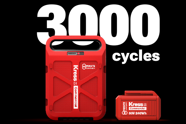 Kress Commercial battery technology, guaranteed for over 3000 charging cycles