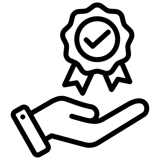 Icona garanzia e qualità per installatore pellicole controllo solare e rivestimenti materici certificati.