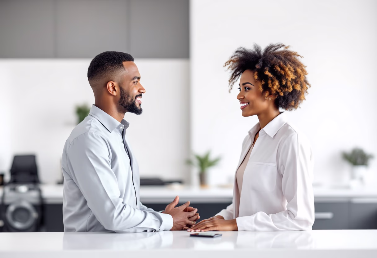 image of staff consulting a customer (for an automotive service)