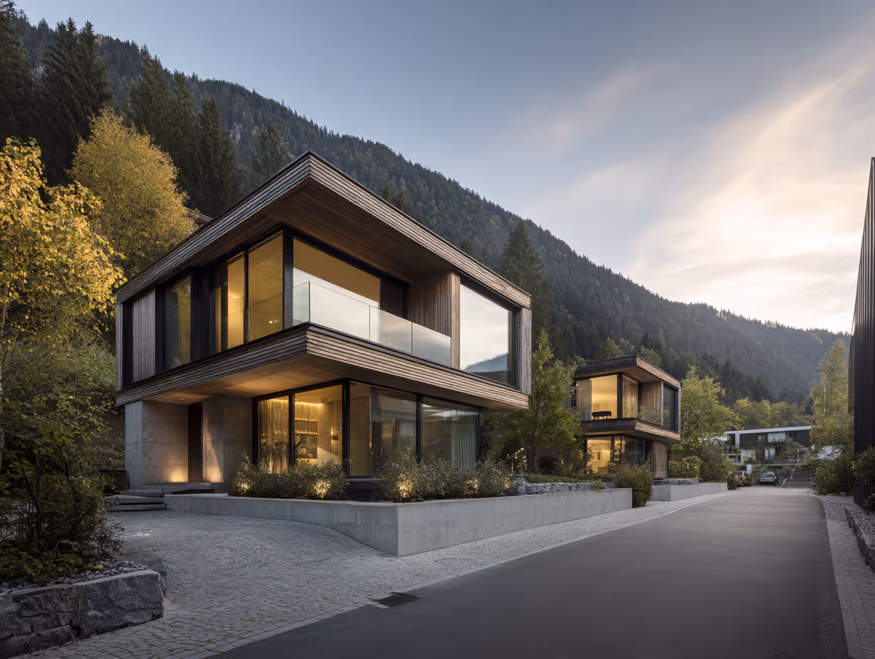 Moderneshaus mit Bergsicht