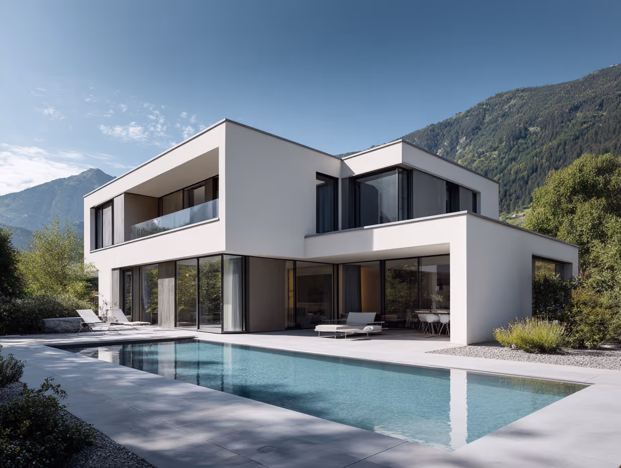Modernehausprojekt mit Pool und Aussicht