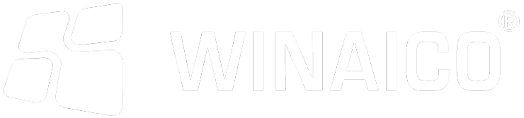 WINAI CO Markenname in weißem Text auf schwarzem Hintergrund.