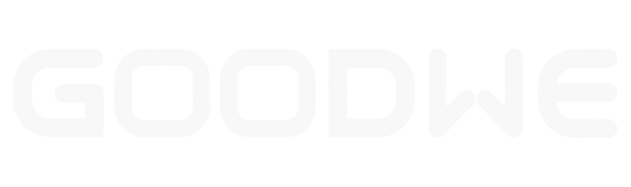 GoodWe Logo in weißem Text auf schwarzem Hintergrund.