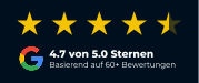 Google-Bewertung mit 4,7 von 5 Sternen basierend auf über 60 Bewertungen.
