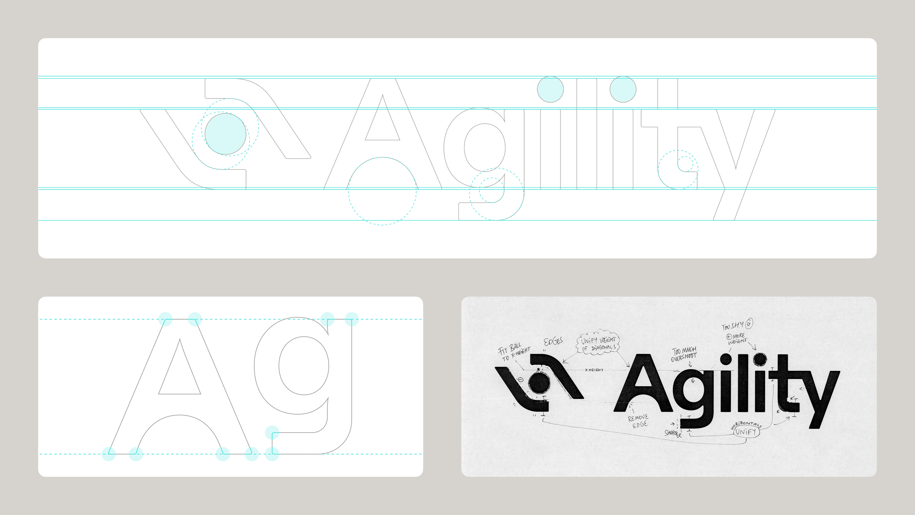 Agility logo with annotations showcasing process and visual motifs.