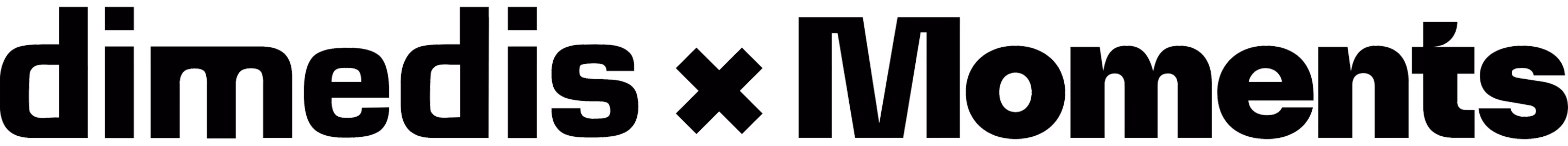 Schriftzug dimedis x Moments in schwarzer Schrift.