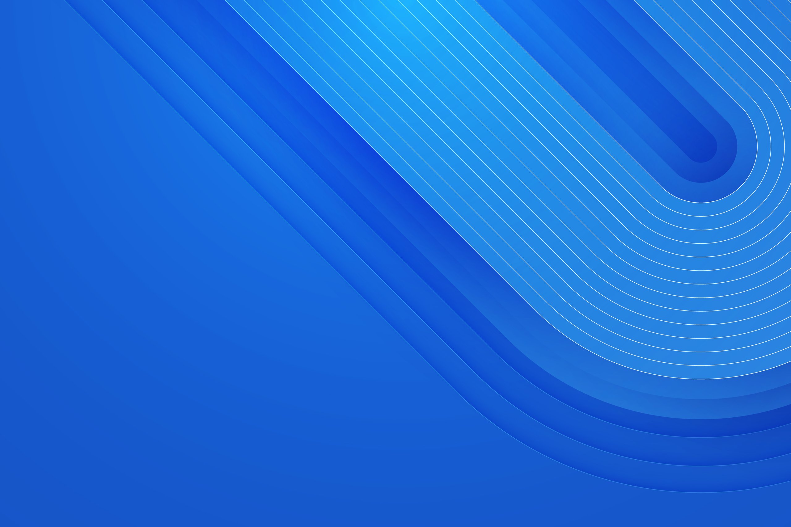 Abstract blue background with layered curved lines and concentric white outlines.
