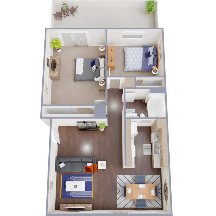 2 bed 1 bath floor plan layout