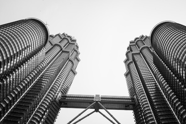 The Petronas Twin Towers rising towards the sky