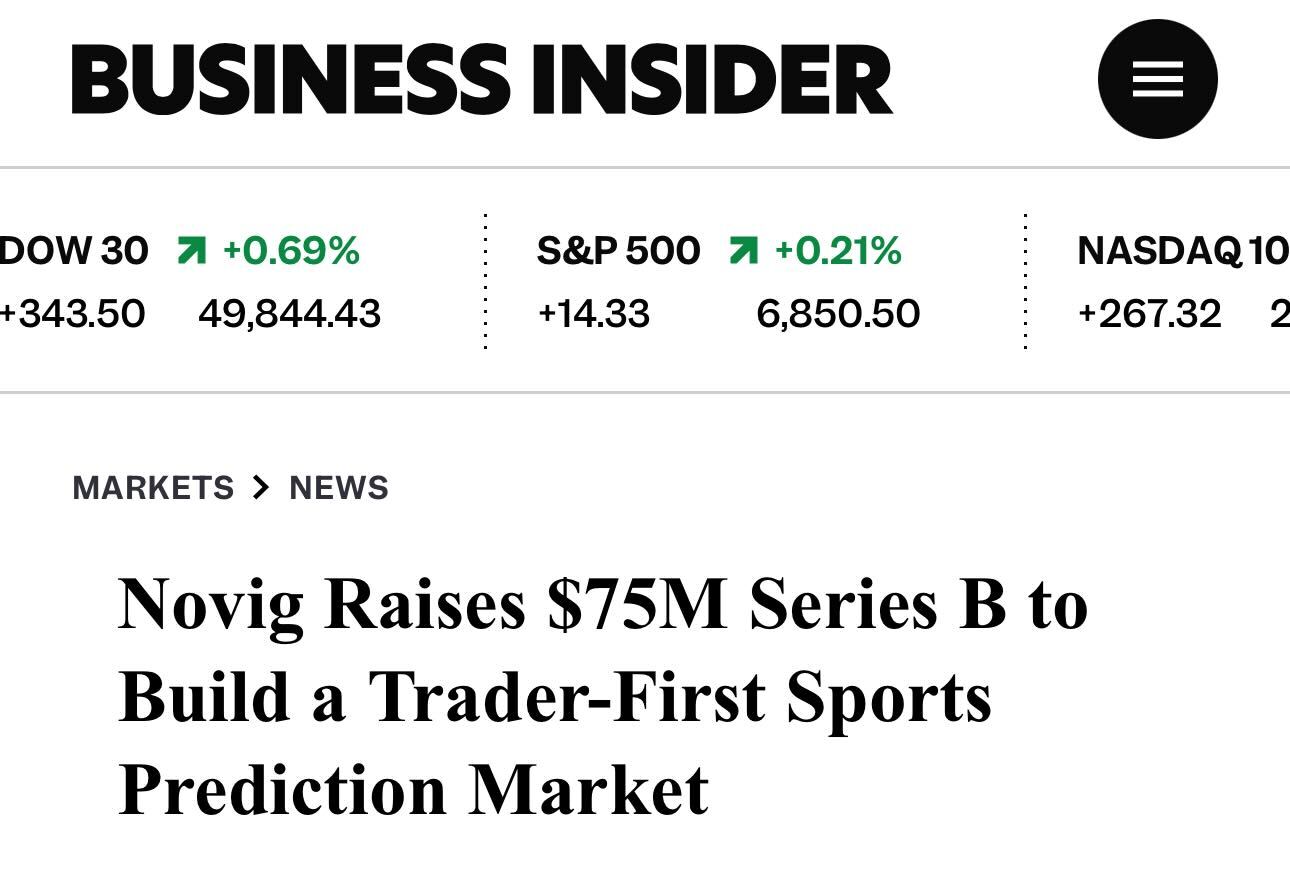 Novig Raises $75M Series B to Build a Trader-First Sports Prediction Market