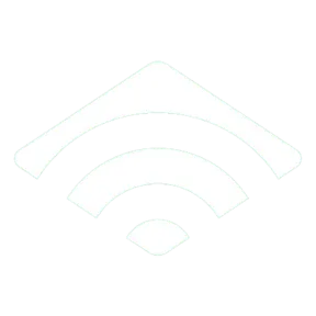 White Wi-Fi signal icon with three curved bars on a transparent background.