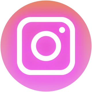 Instagram logo in white on a pink and orange gradient circular background.
