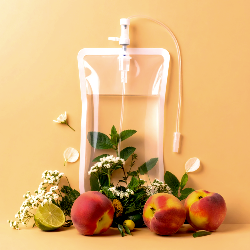 Peach IV Bag Surrounded by Fruit and Florals