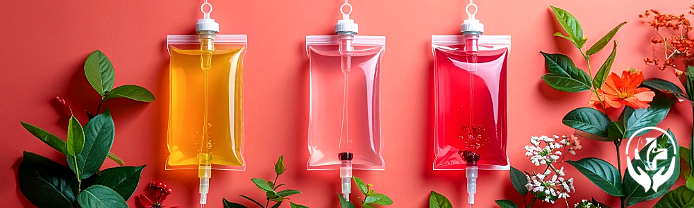 3 Liquid IV Bags Surrounded by Fruit and Florals