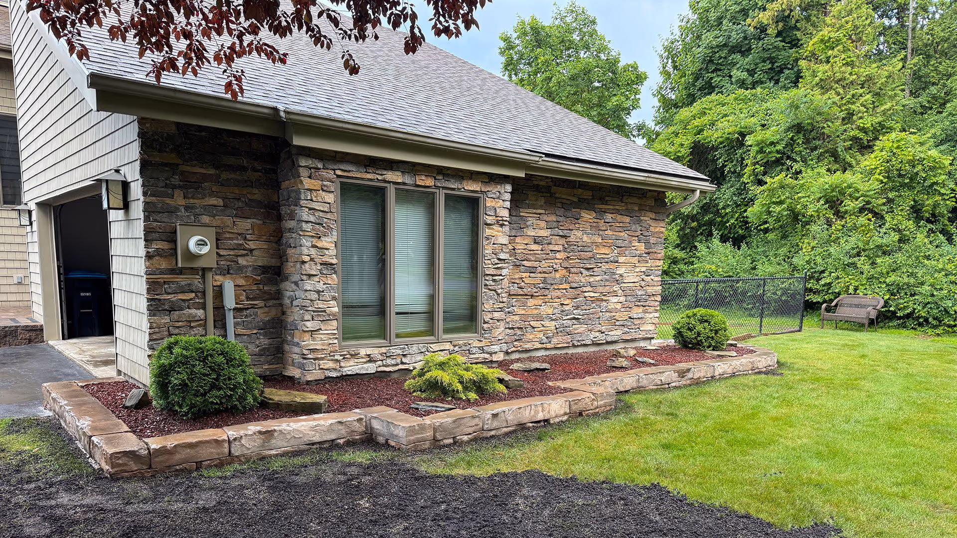 Landscape renovation project by LeRoy Property Service in NY