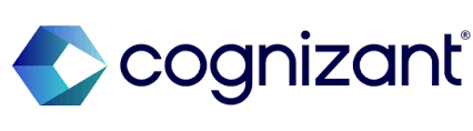 Cognizant company logo with a geometric blue hexagon icon.