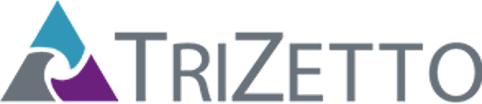 Trizetto company logo with triangular shapes in blue, gray, and purple beside the text 'TriZetto'.