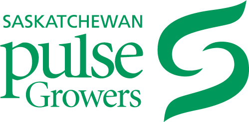 Saskatchewan Pulse Growers logo with stylized green graphic element.
