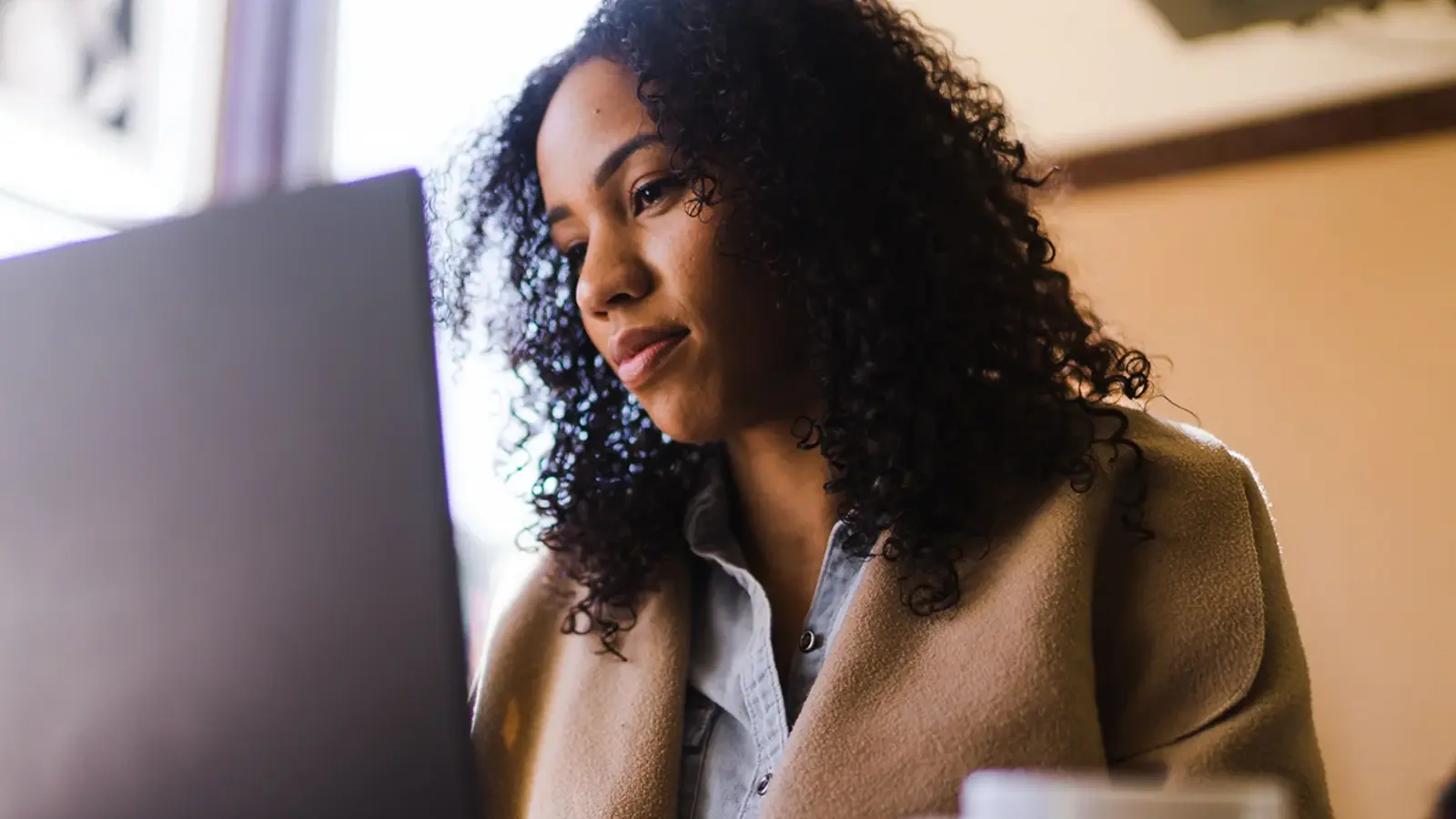 Woman on laptop looking at career portal
