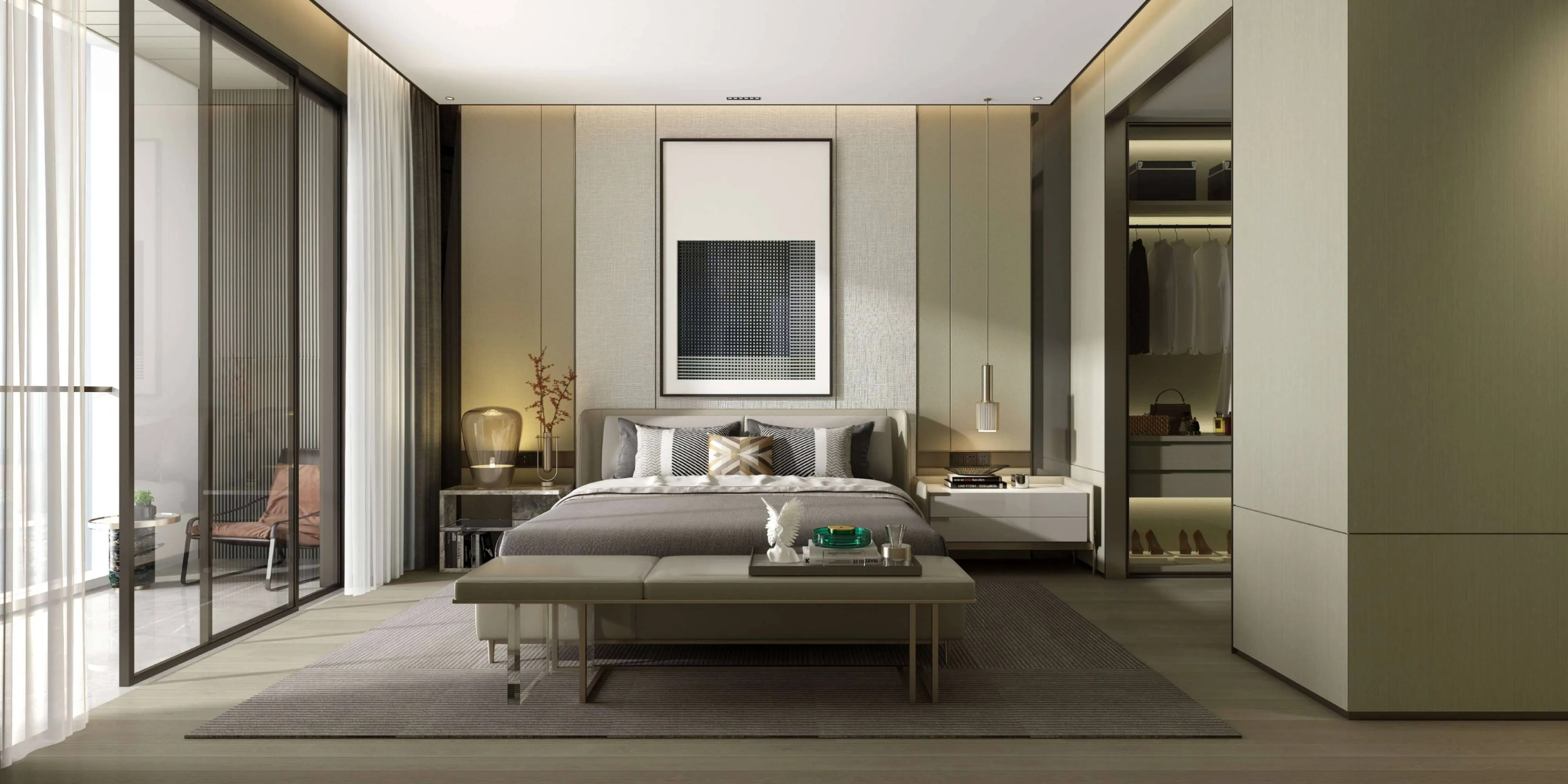 A modern bedroom.