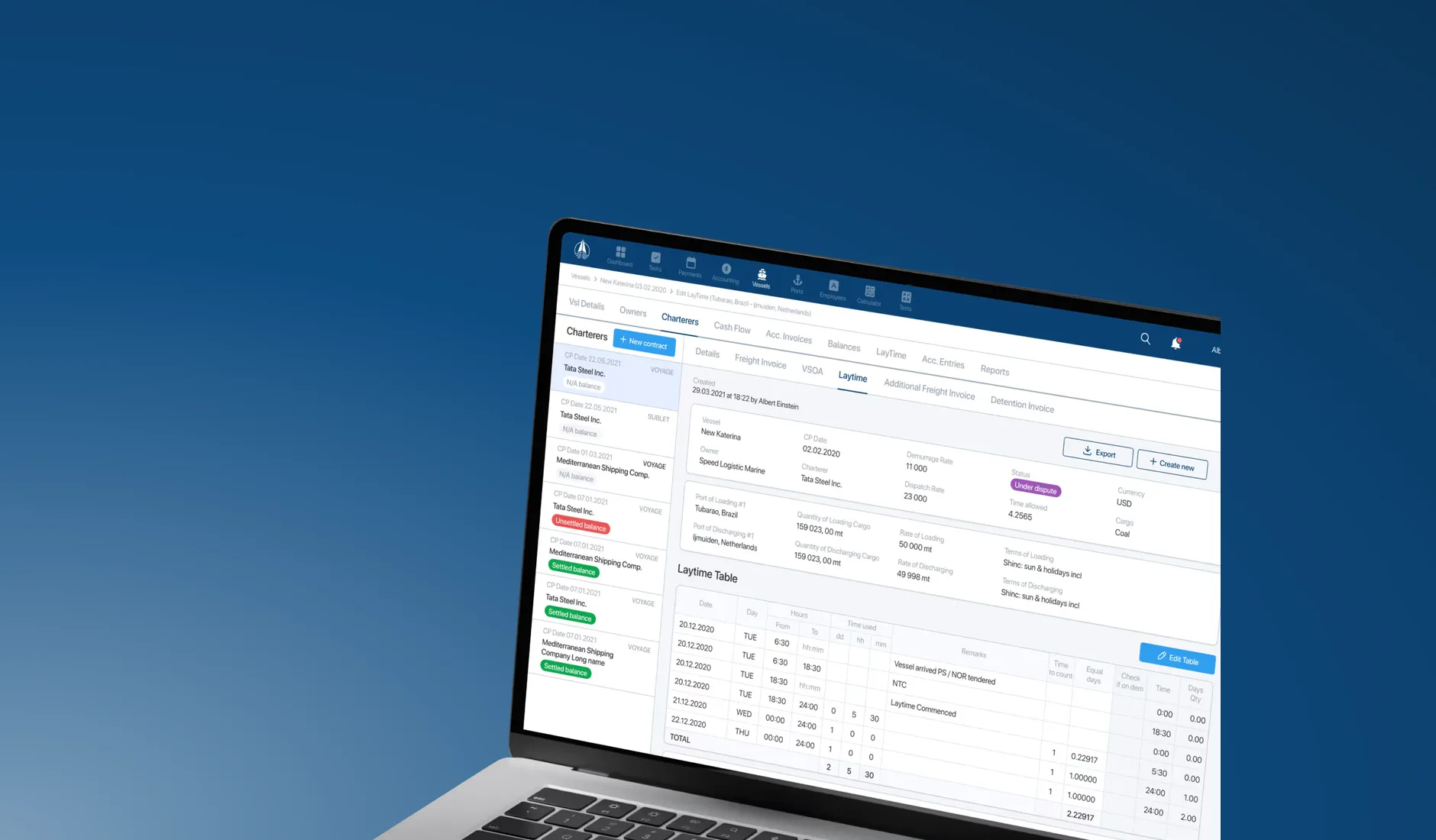 SLM ERP task dashboard on a laptop