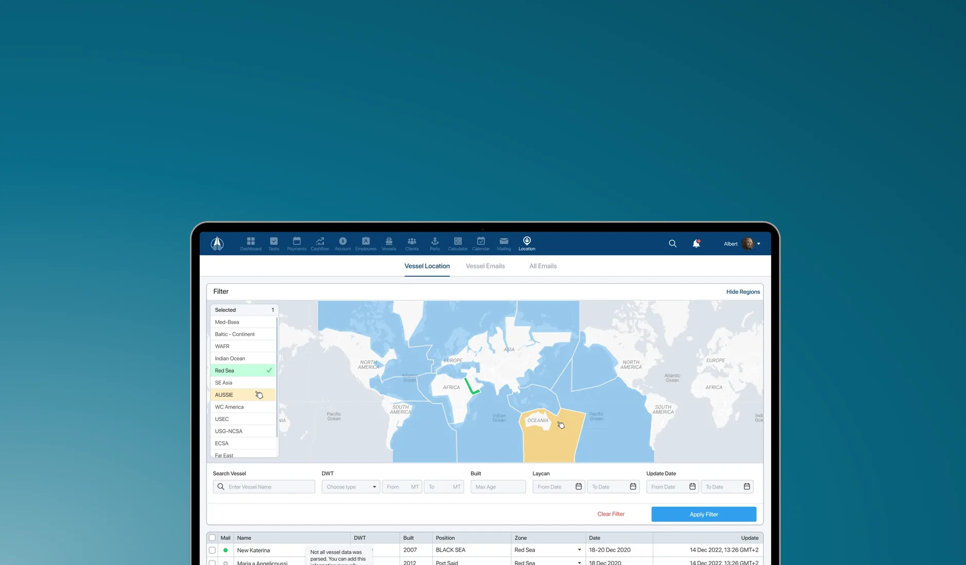 Speed Logistics Marine email intelligence map