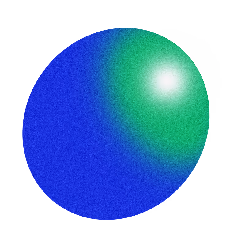 Abstract gradient circle with blue transitioning to green, featuring a bright white highlight on the green area.