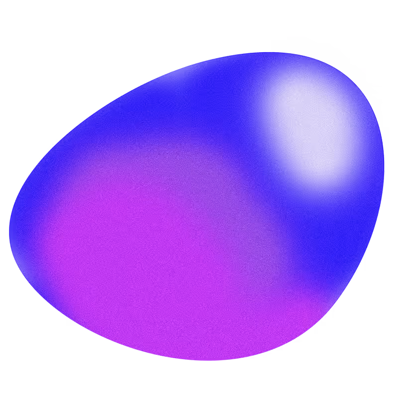 Abstract organic shape with gradient colors blending from purple to blue with a white highlight.